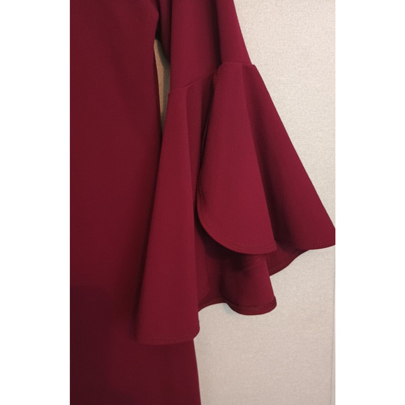 BLVD Dress Womens Small Red Burgundy Bell Sleeves Retro Mermaidcore Party Sheath - Picture 7 of 10
